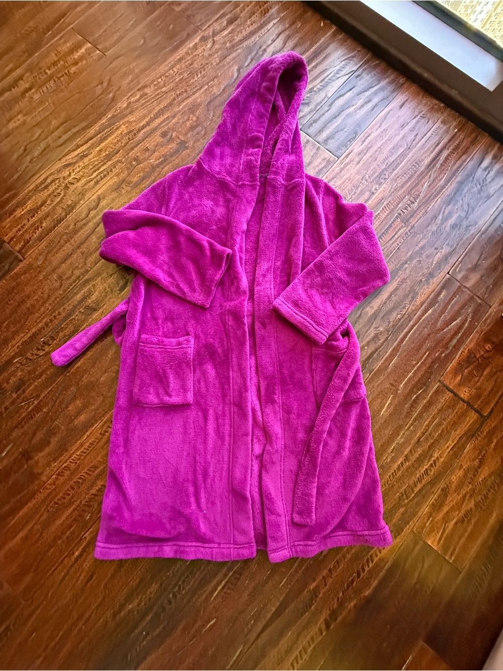 Lands' End Kids Hooded Fleece Robe - Magenta